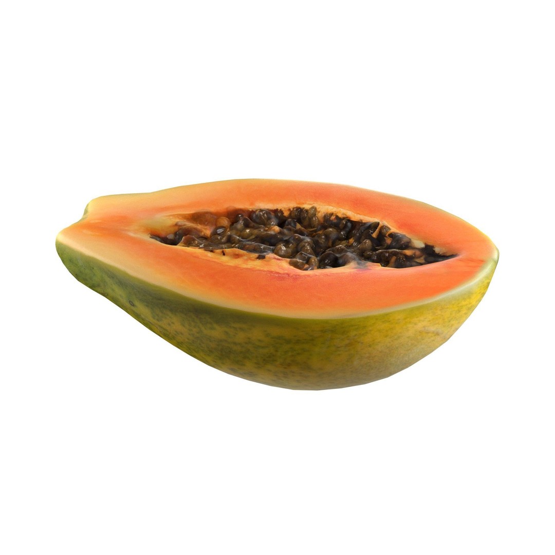 Papaya Fruit 3D Model – Low Poly Game Asset, Blender, FBX, OBJ - View 7