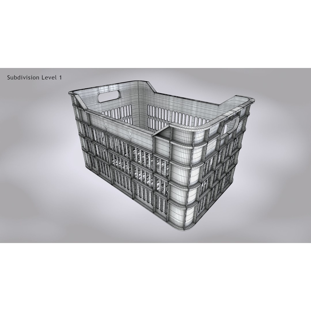Plastic Crate 3D Model – Low Poly PBR Asset, FBX/OBJ - View 10