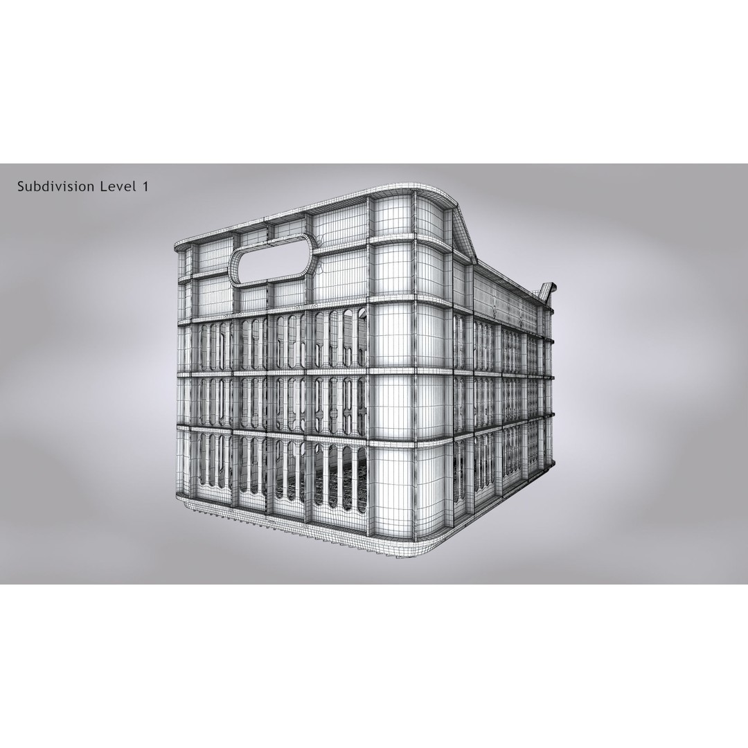 Plastic Crate 3D Model – Low Poly PBR Asset, FBX/OBJ - View 12
