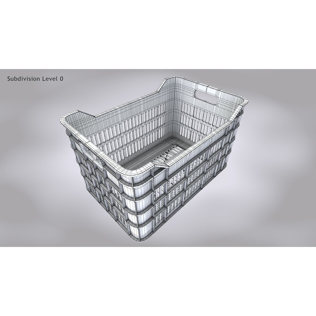 Plastic Crate 3D Model – Low Poly PBR Asset, FBX/OBJ - View 13