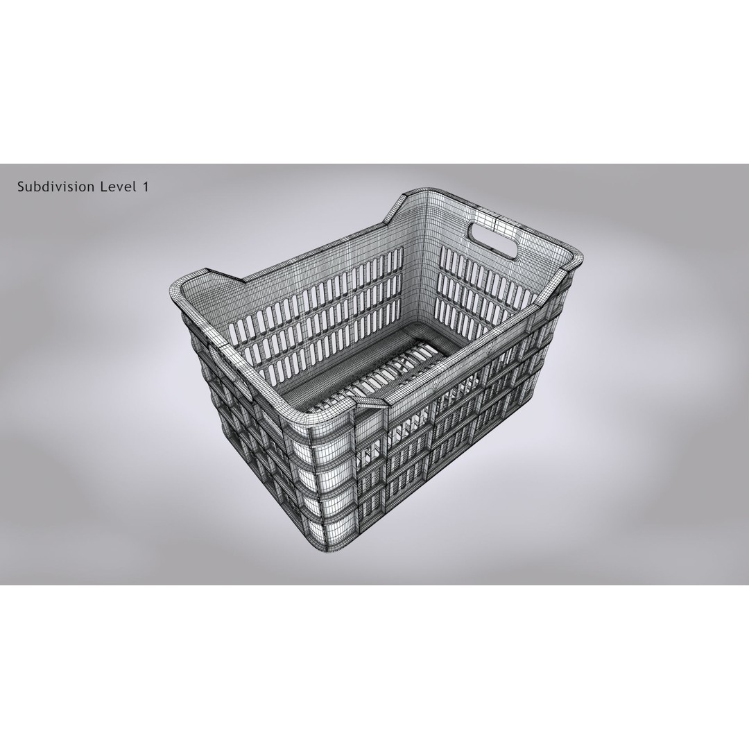 Plastic Crate 3D Model – Low Poly PBR Asset, FBX/OBJ - View 14