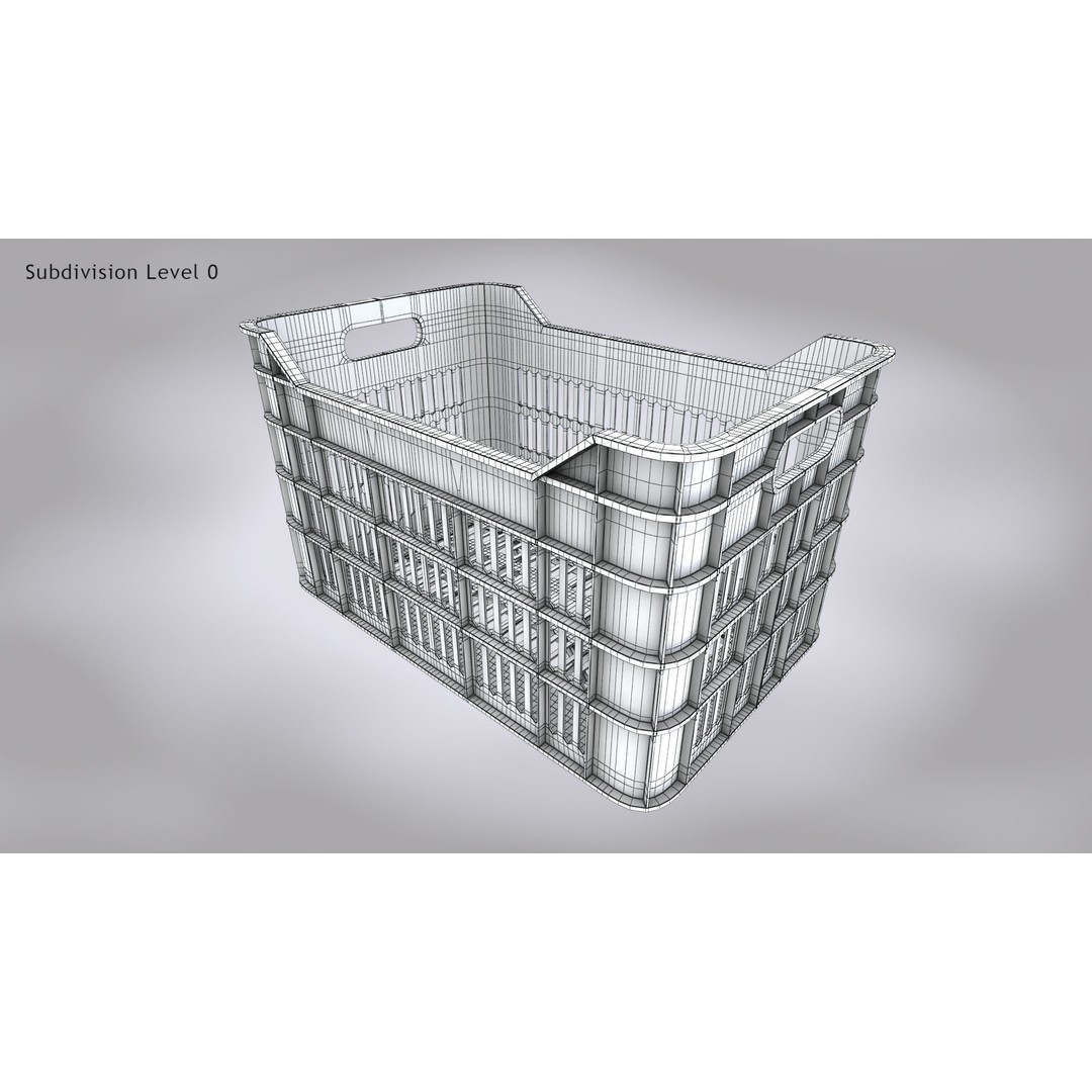 Plastic Crate 3D Model – Low Poly PBR Asset, FBX/OBJ - View 9
