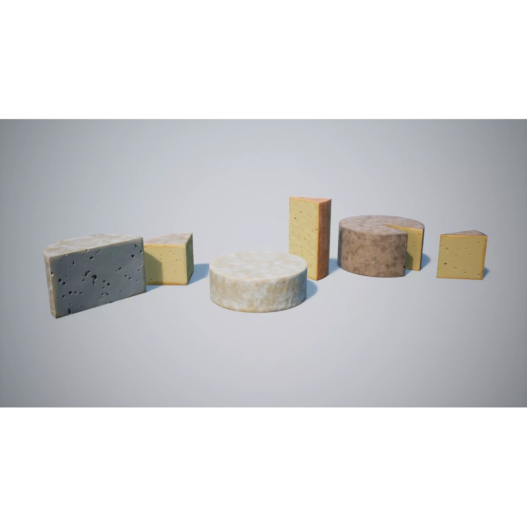 Cheese 3D Model – Low Poly Game Asset with PBR Textures, FBX - View 2