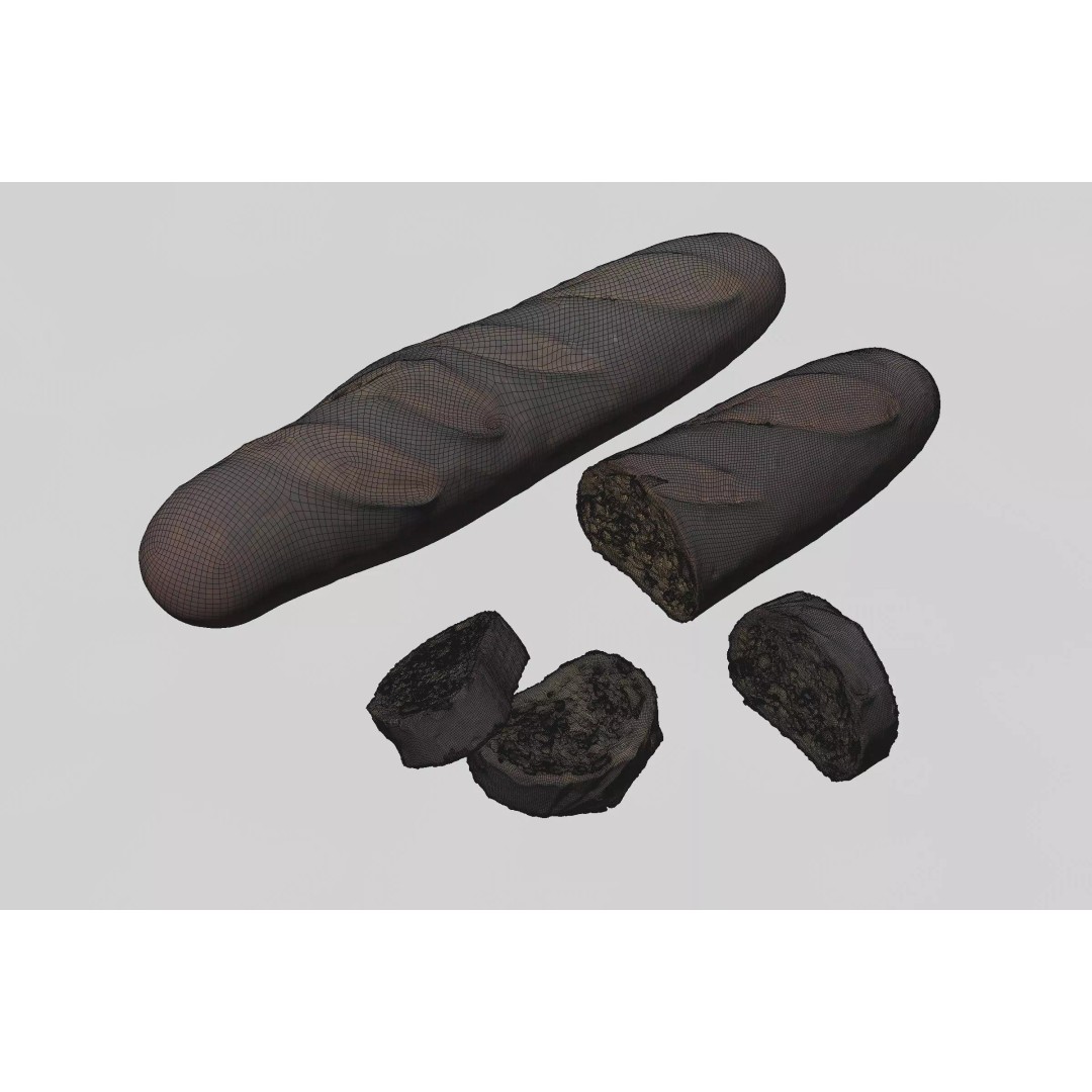 Baguette 3D Model – High-Quality Food Asset, PBR Textures, FBX