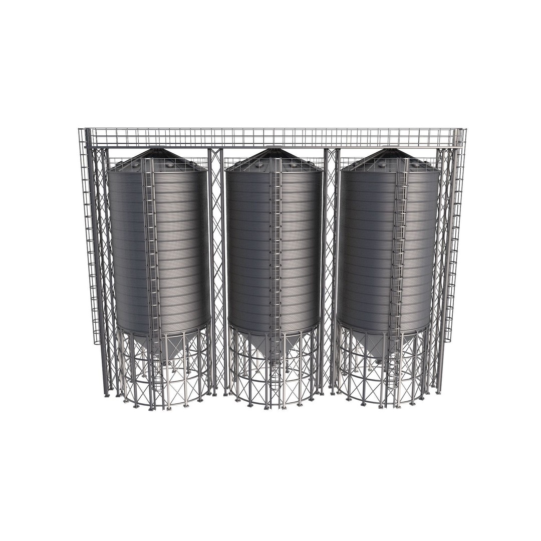 Grain Silo 3D Model – High-Quality Industrial Asset, FBX, OBJ - View 18