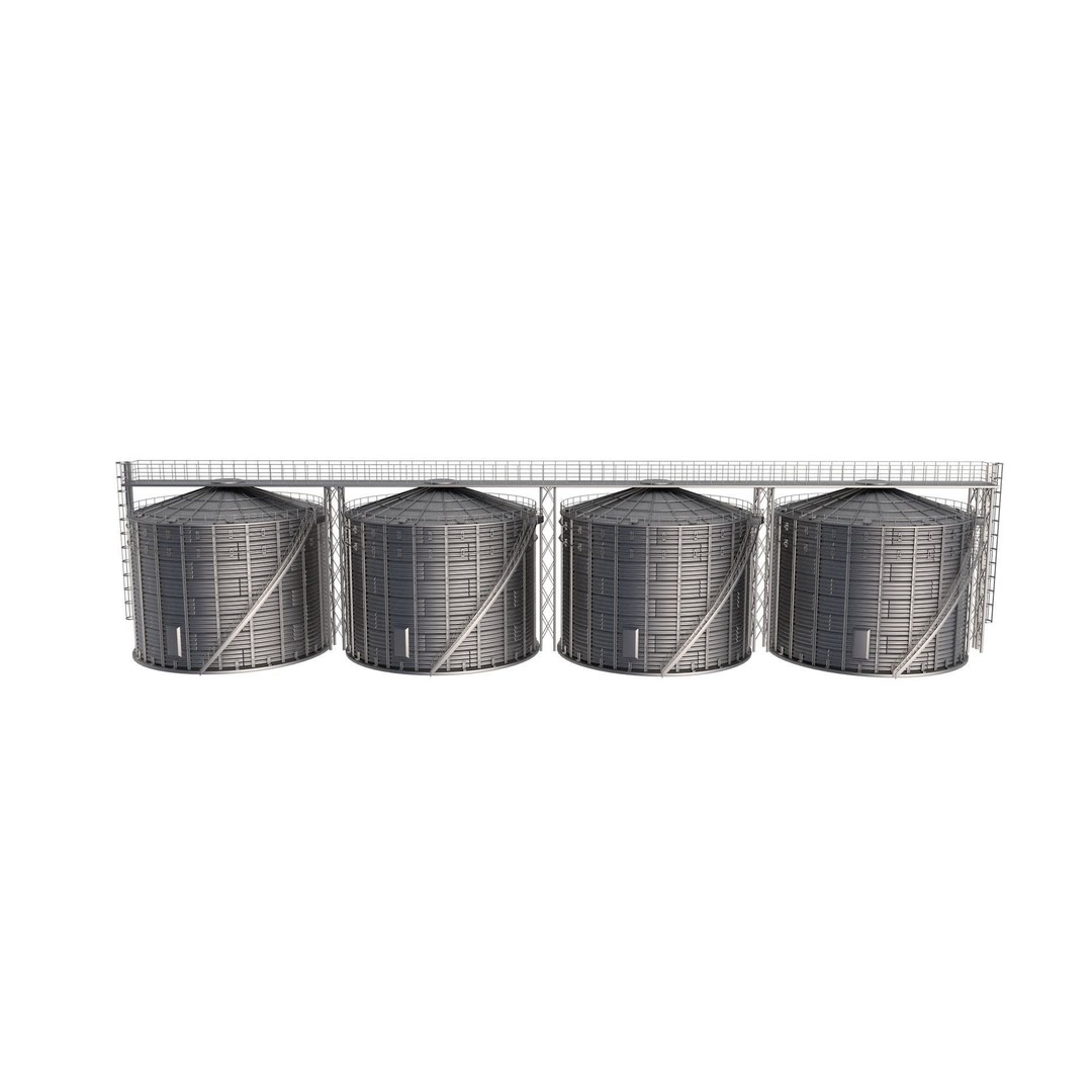 Grain Silo 3D Model – High-Quality Industrial Asset, FBX, OBJ - View 3