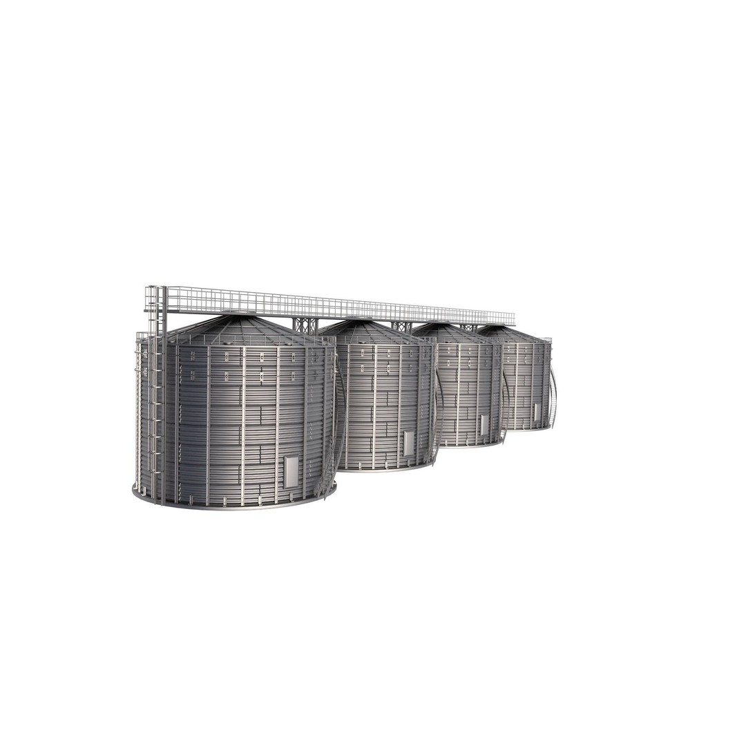 Grain Silo 3D Model – High-Quality Industrial Asset, FBX, OBJ - View 4