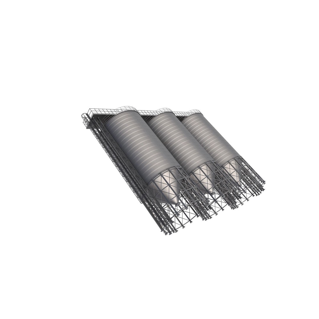 Grain Silo 3D Model – High-Quality Industrial Asset, FBX, OBJ - View 7