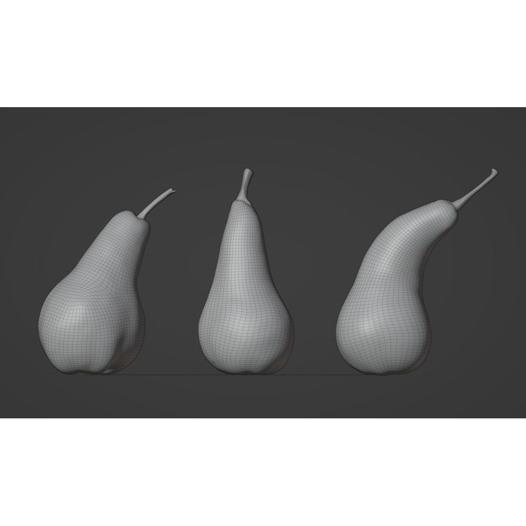 Pears Set 02 3D Model – Low Poly Fruits with PBR Textures, FBX & OBJ - View 10
