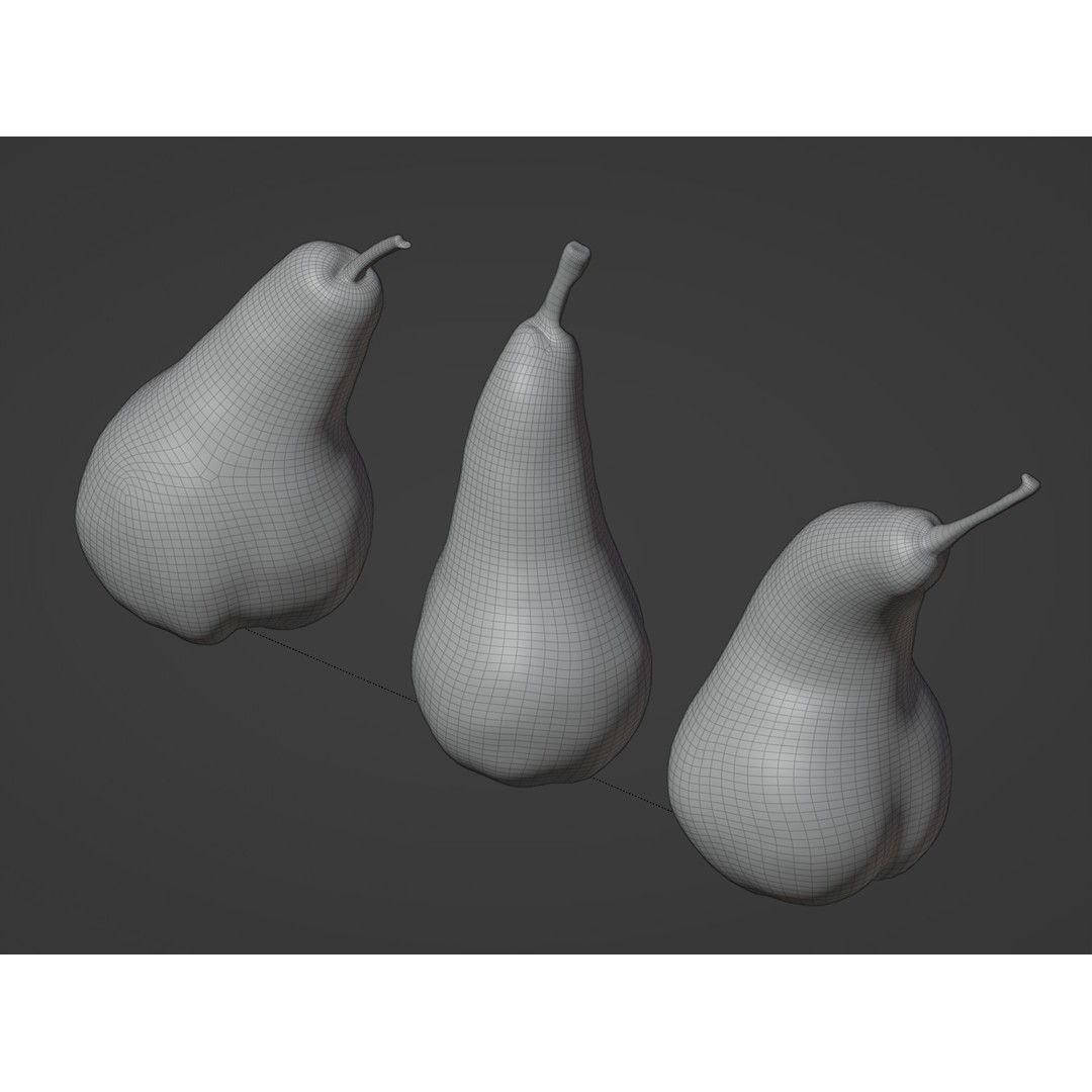 Pears Set 02 3D Model – Low Poly Fruits with PBR Textures, FBX & OBJ - View 11