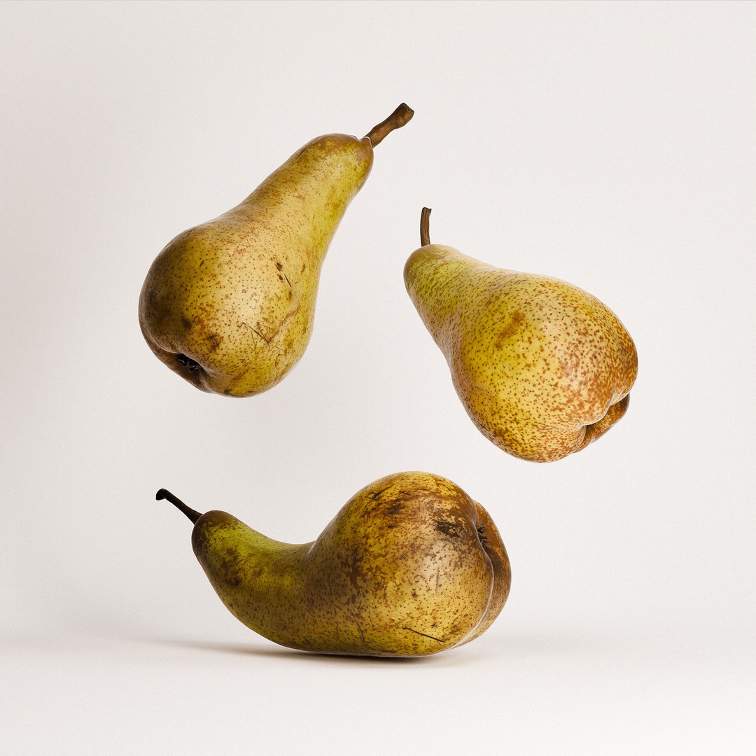 Pears Set 02 3D Model – Low Poly Fruits with PBR Textures, FBX & OBJ - View 3