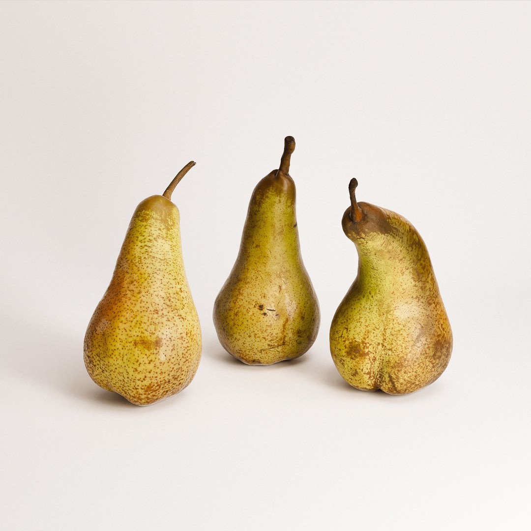 Pears Set 02 3D Model – Low Poly Fruits with PBR Textures, FBX & OBJ - View 4