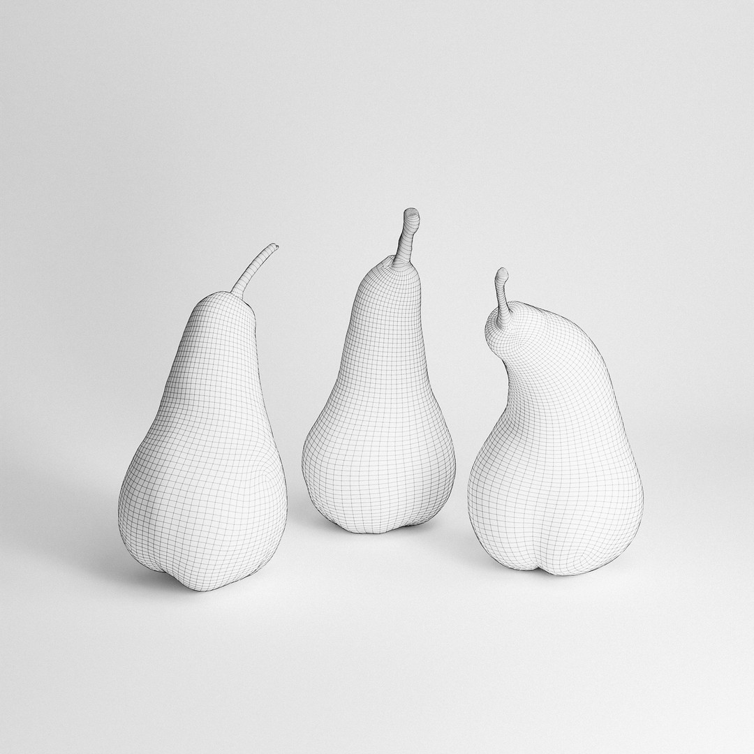 Pears Set 02 3D Model – Low Poly Fruits with PBR Textures, FBX & OBJ - View 5