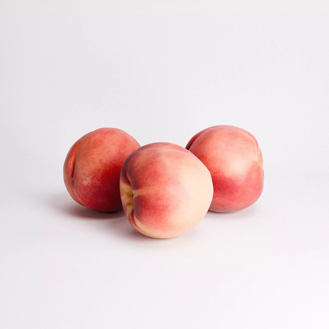 White Peaches 3D Model – Low Poly Photorealistic Fruit, FBX/OBJ - View 2