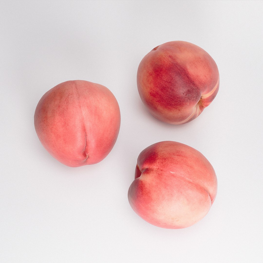 White Peaches 3D Model – Low Poly Photorealistic Fruit, FBX/OBJ - View 5
