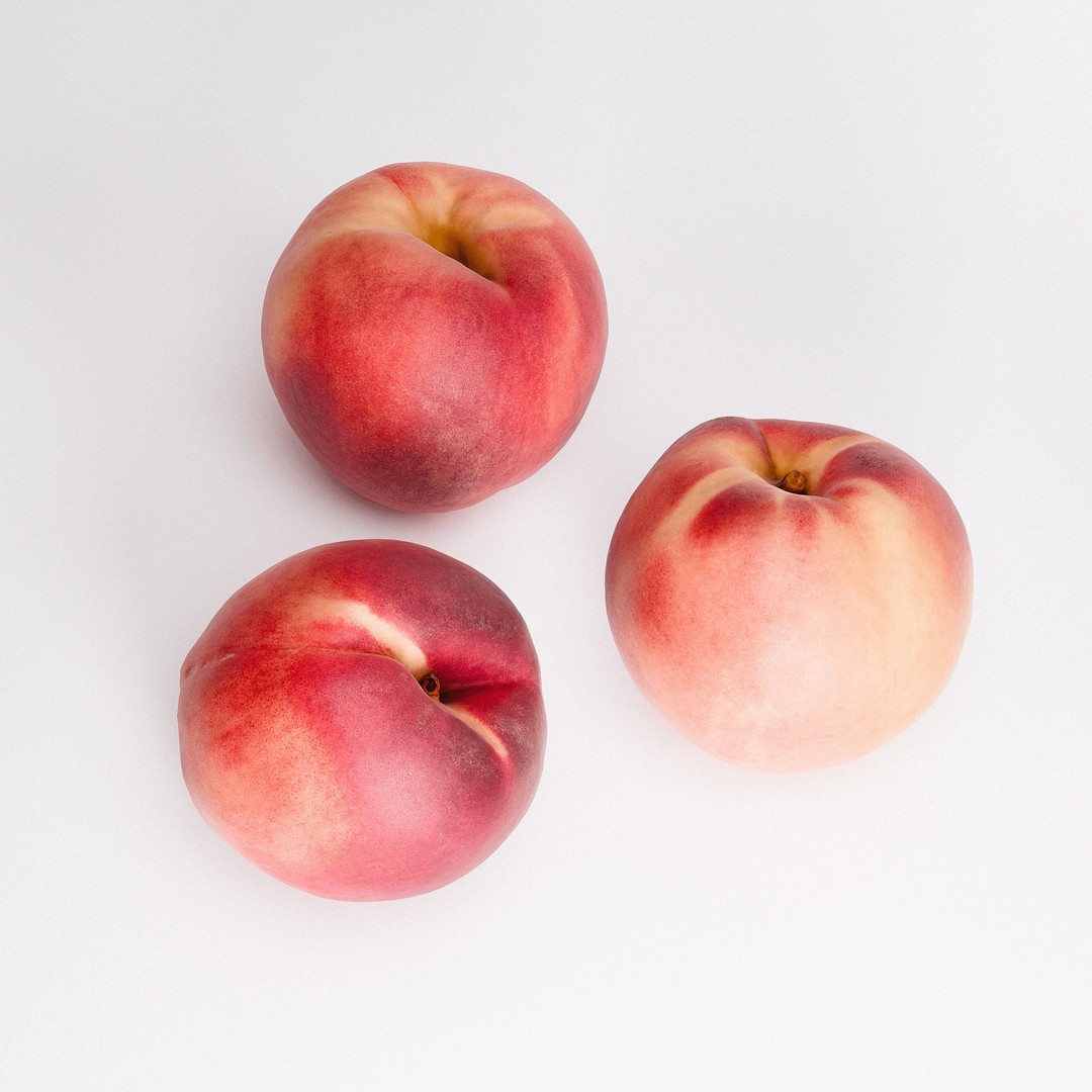 White Peaches 3D Model – Low Poly Photorealistic Fruit, FBX/OBJ - View 6