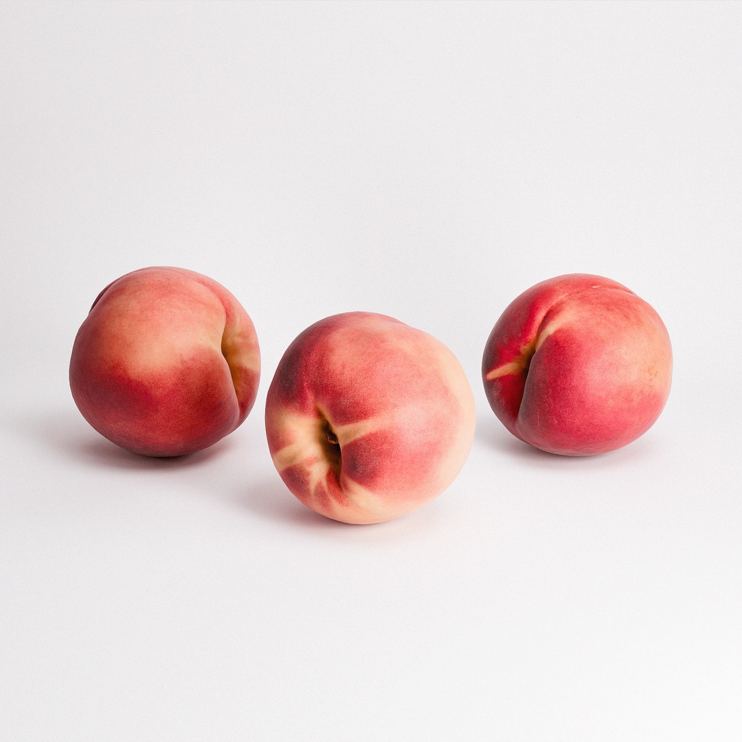 White Peaches 3D Model – Low Poly Photorealistic Fruit, FBX/OBJ - View 7