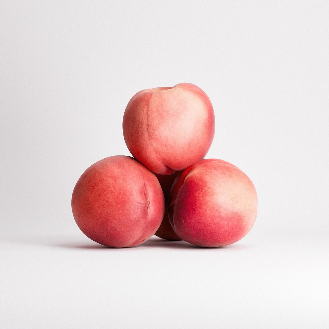 White Peaches 3D Model – Low Poly Photorealistic Fruit, FBX/OBJ - View 8