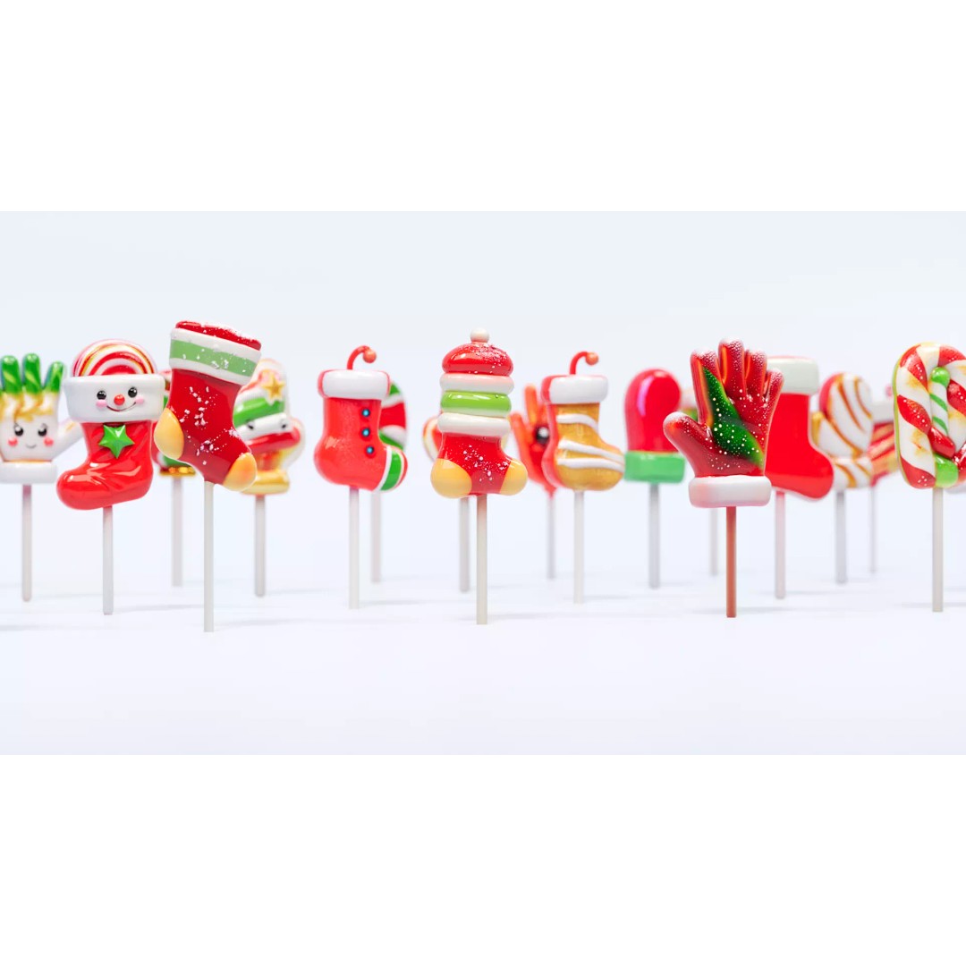 Christmas Lollipop 3D Model – Festive Candy Design, PBR Textures - View 5