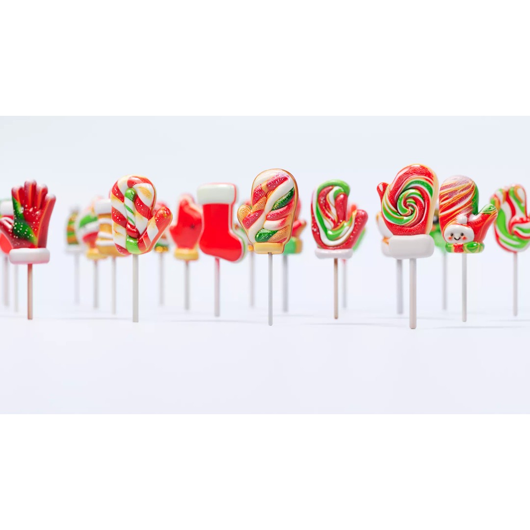Christmas Lollipop 3D Model – Festive Candy Design, PBR Textures - View 6