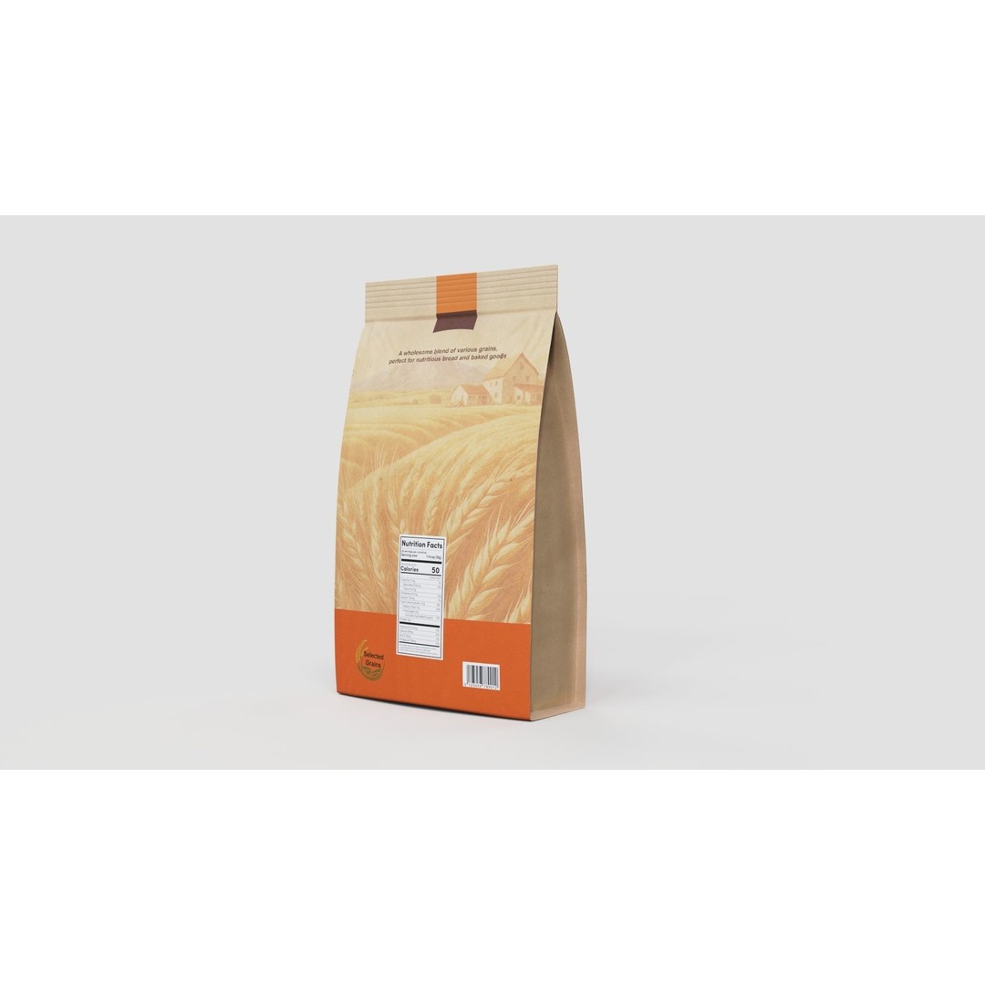 Multi-Grain Flour Mix 3D Model – Low Poly PBR Food Asset, FBX - View 5