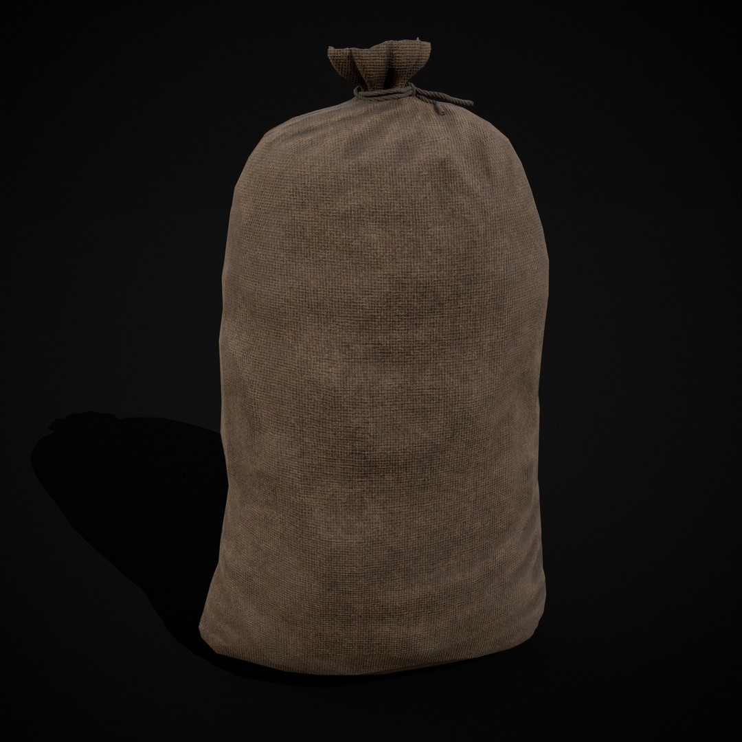 Burlap Sacks of Oats 3D Model – Low Poly Game Asset, FBX, OBJ - View 12