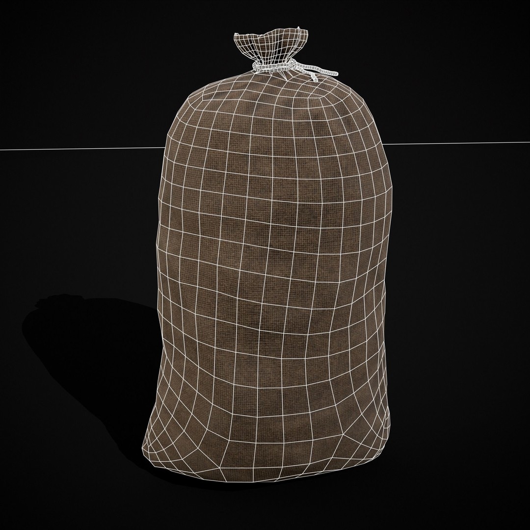 Burlap Sacks of Oats 3D Model – Low Poly Game Asset, FBX, OBJ - View 13
