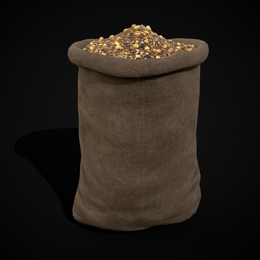 Burlap Sacks of Oats 3D Model – Low Poly Game Asset, FBX, OBJ - View 14