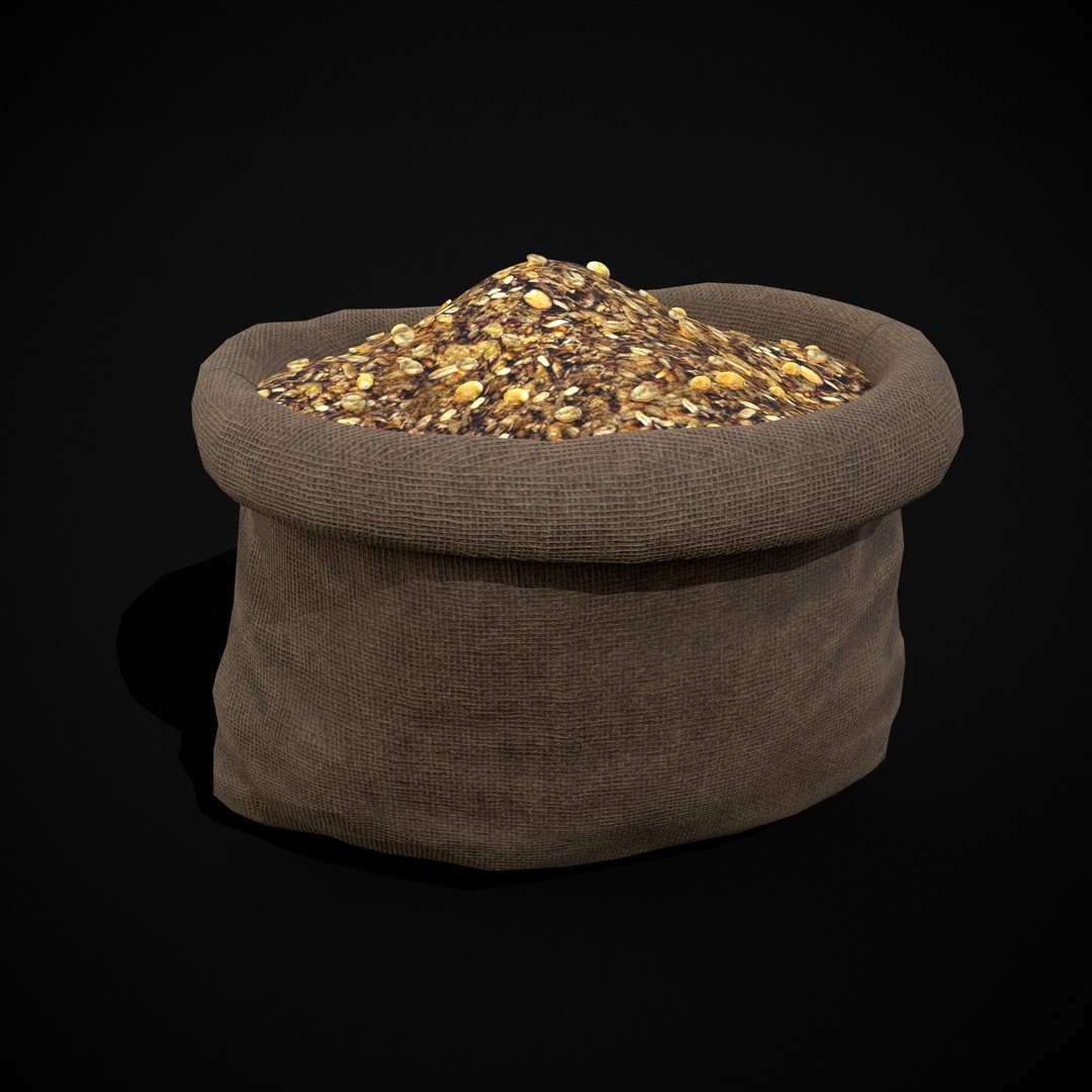 Burlap Sacks of Oats 3D Model – Low Poly Game Asset, FBX, OBJ - View 16