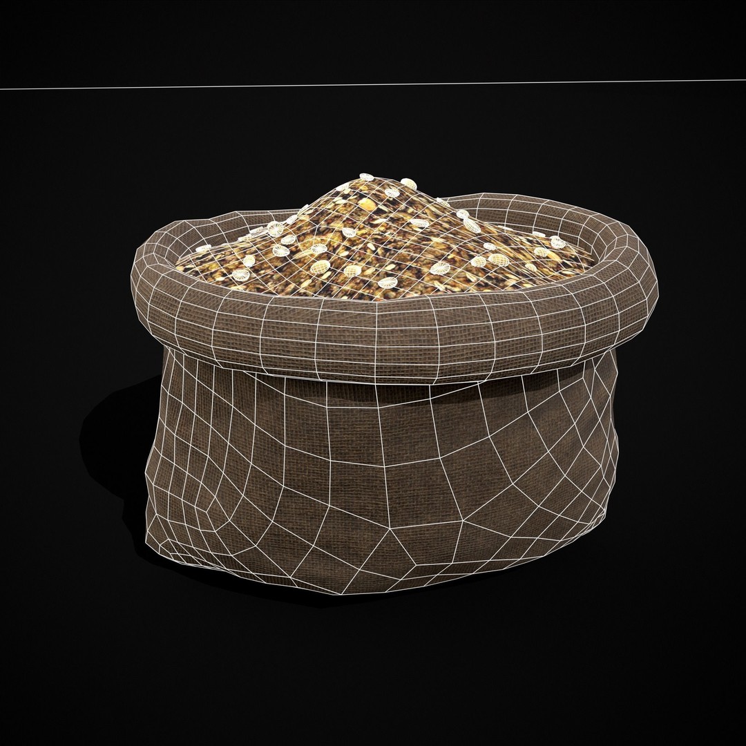 Burlap Sacks of Oats 3D Model – Low Poly Game Asset, FBX, OBJ - View 17
