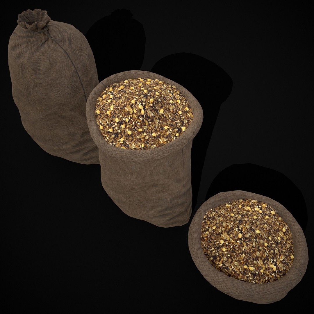 Burlap Sacks of Oats 3D Model – Low Poly Game Asset, FBX, OBJ - View 18