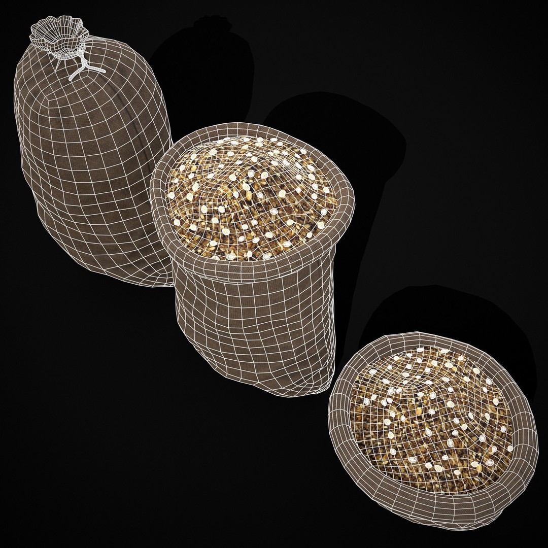 Burlap Sacks of Oats 3D Model – Low Poly Game Asset, FBX, OBJ - View 19