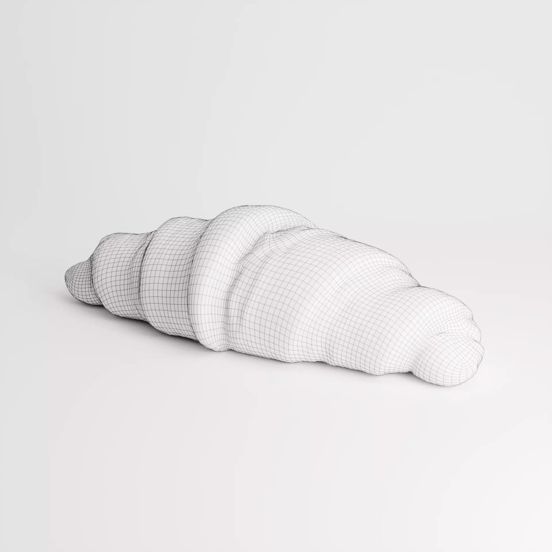 Vanilla Croissant 3D Model – Low Poly PBR Asset, FBX, OBJ, Blender