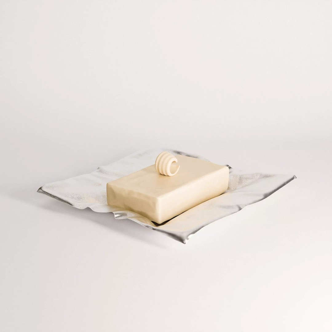 Butter Block 3D Model – Low Poly Food Asset, PBR Textures, FBX - View 2