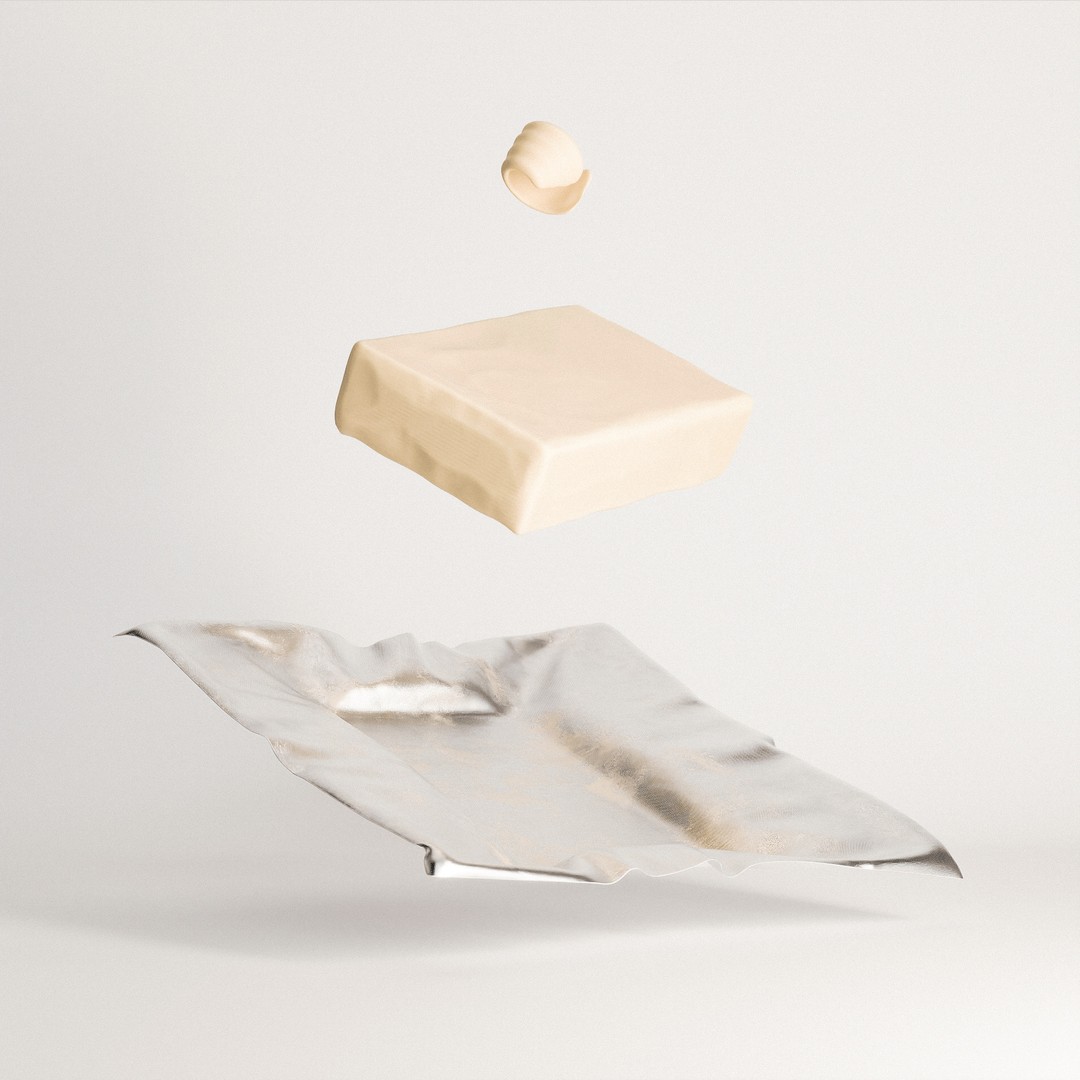 Butter Block 3D Model – Low Poly Food Asset, PBR Textures, FBX - View 3