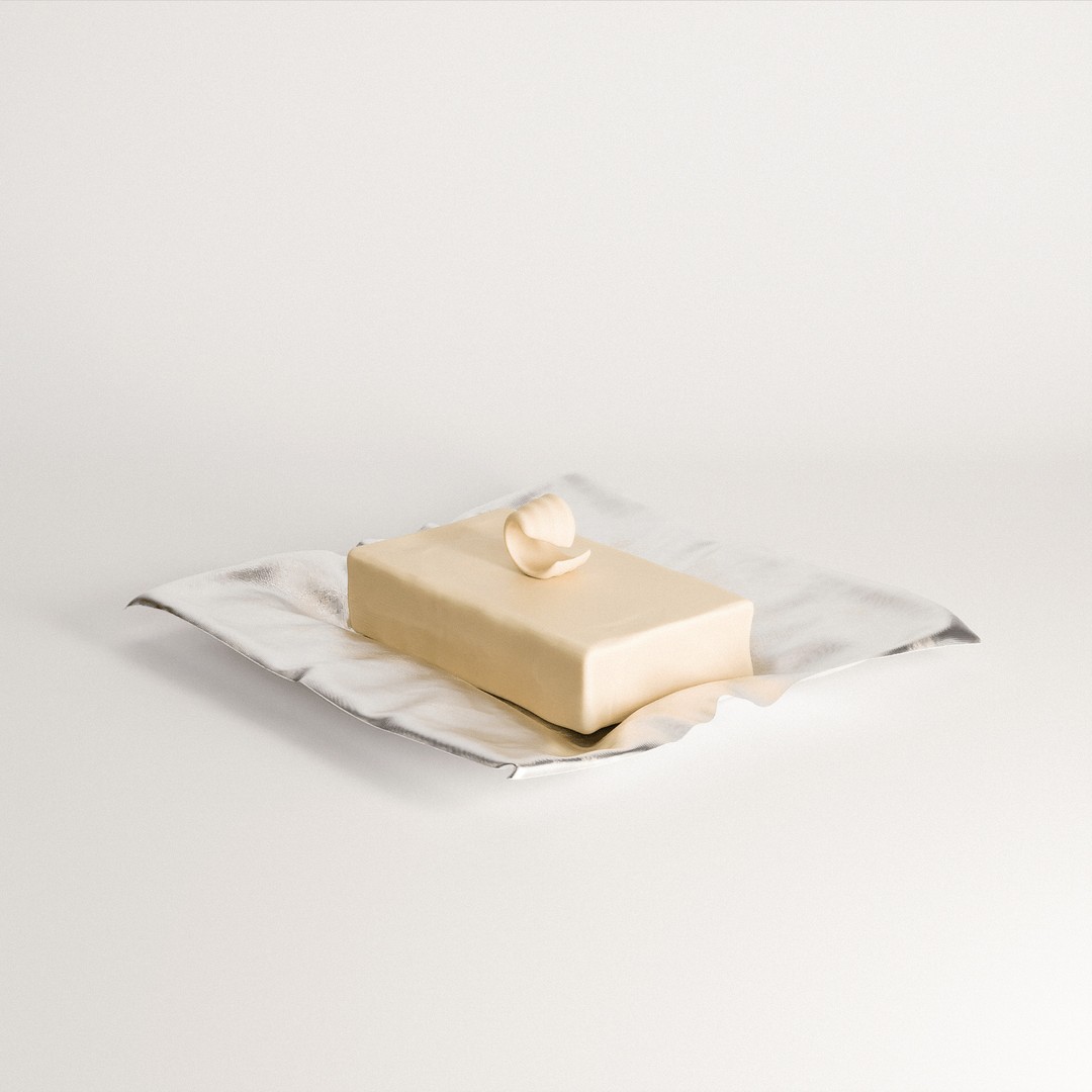 Butter Block 3D Model – Low Poly Food Asset, PBR Textures, FBX - View 4