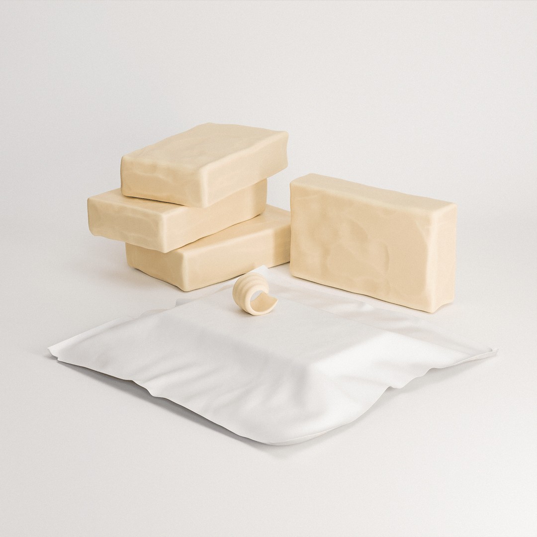 Butter Block 3D Model – Low Poly Food Asset, PBR Textures, FBX - View 8