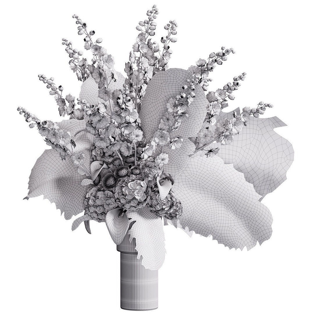 Flower In Vase 3D Model – High Poly PBR Indoor Decor, FBX
