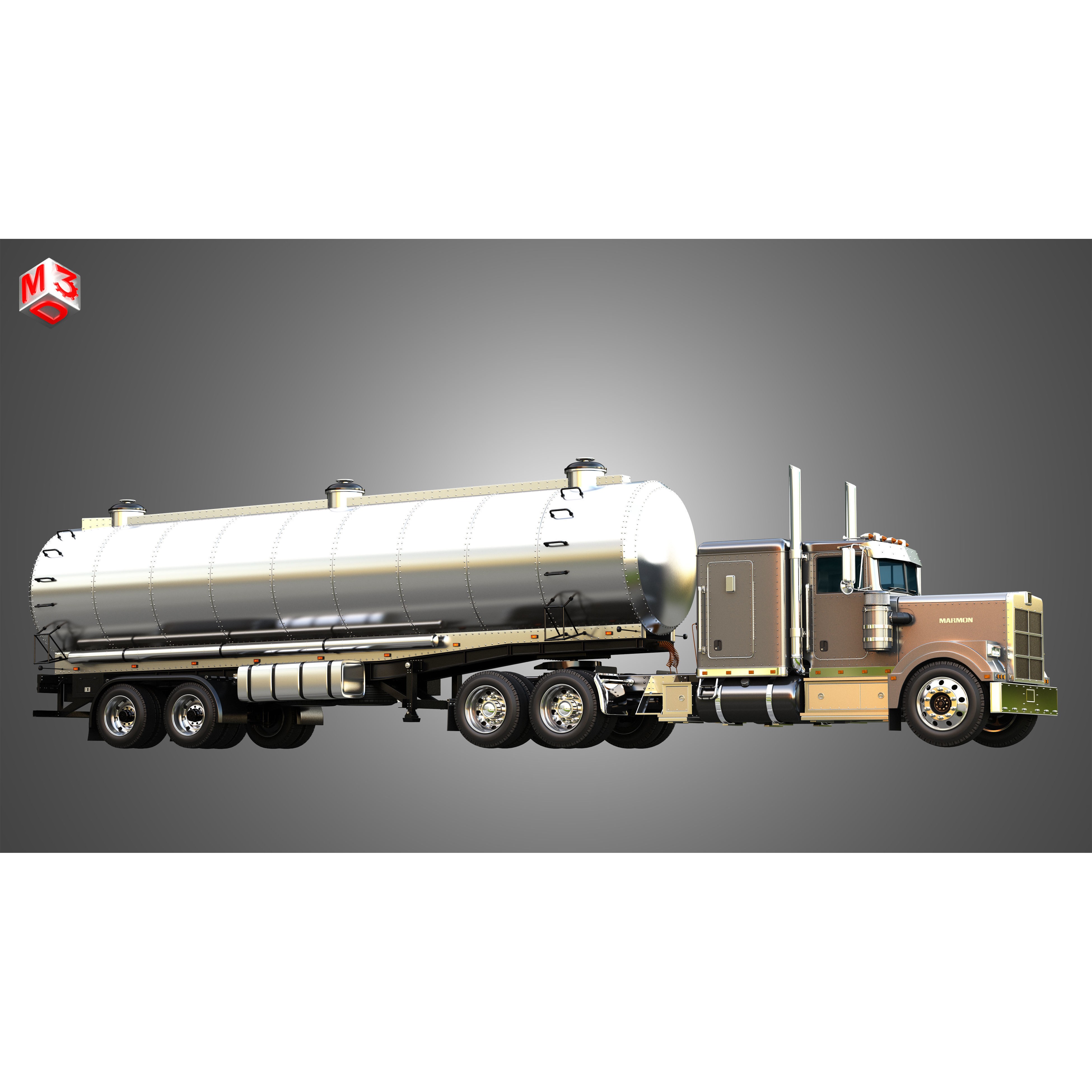 Marmon 57P Truck with Tanker Trailer - High-Detail 3D Model - View 10
