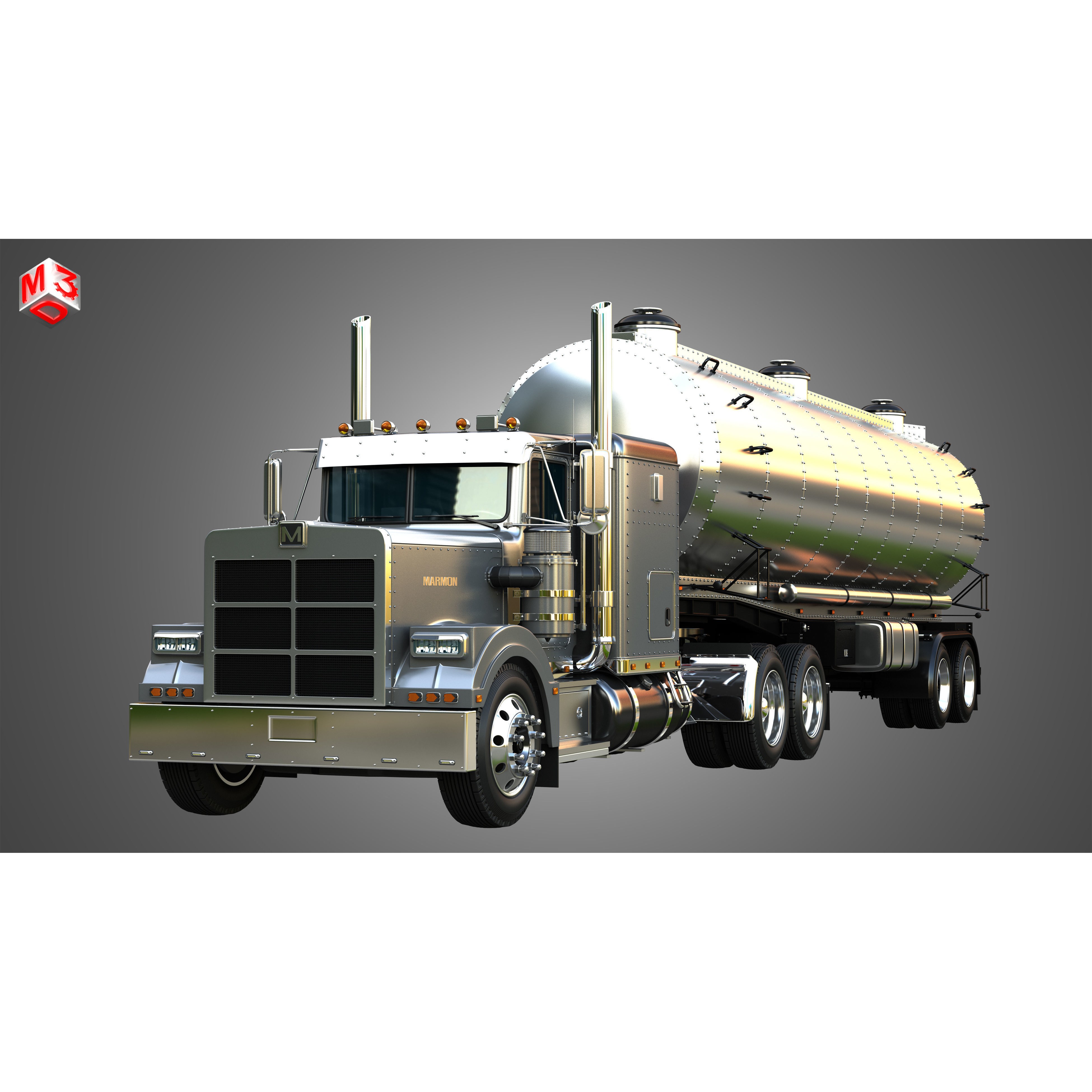Marmon 57P Truck with Tanker Trailer - High-Detail 3D Model - View 11