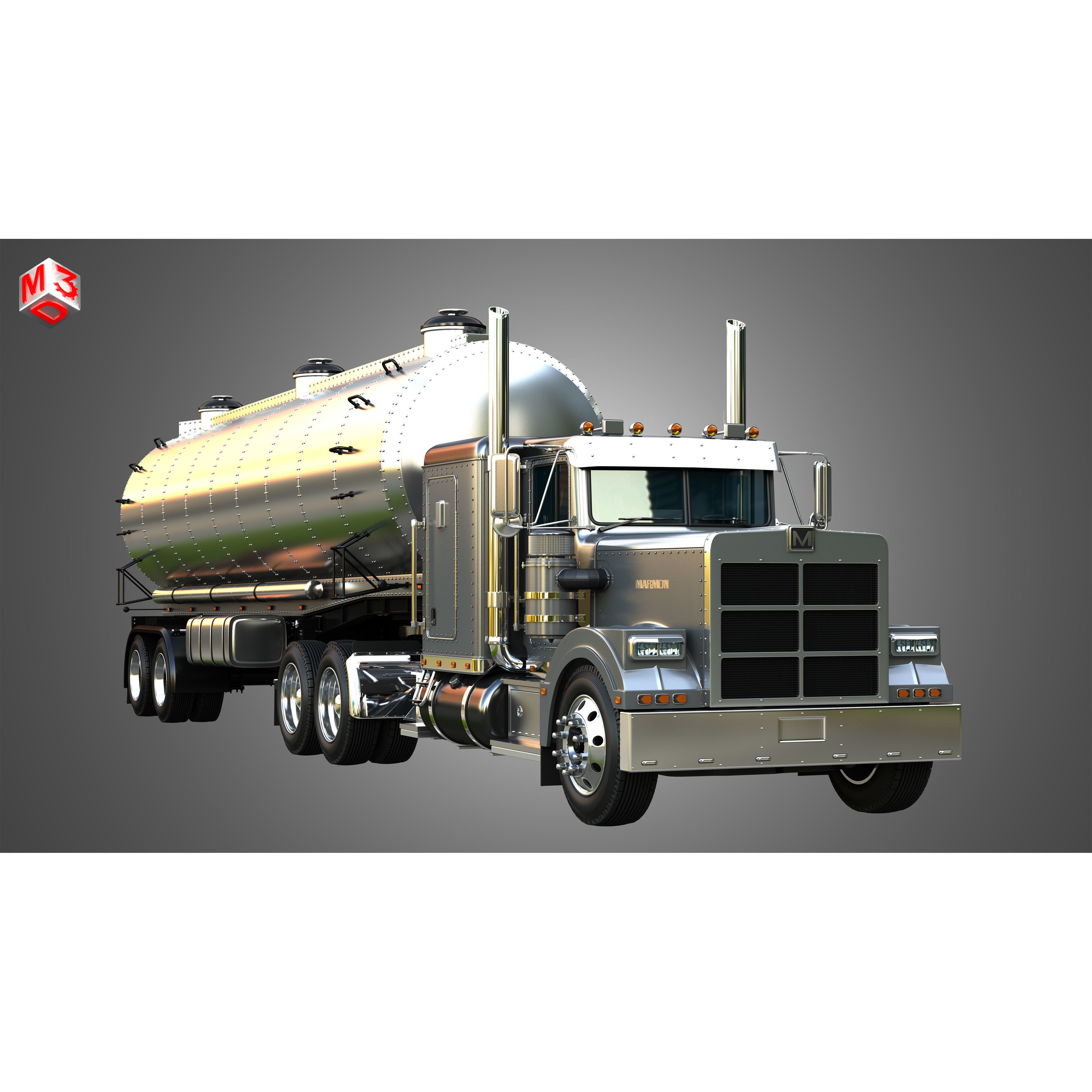 Marmon 57P Truck with Tanker Trailer - High-Detail 3D Model - View 13