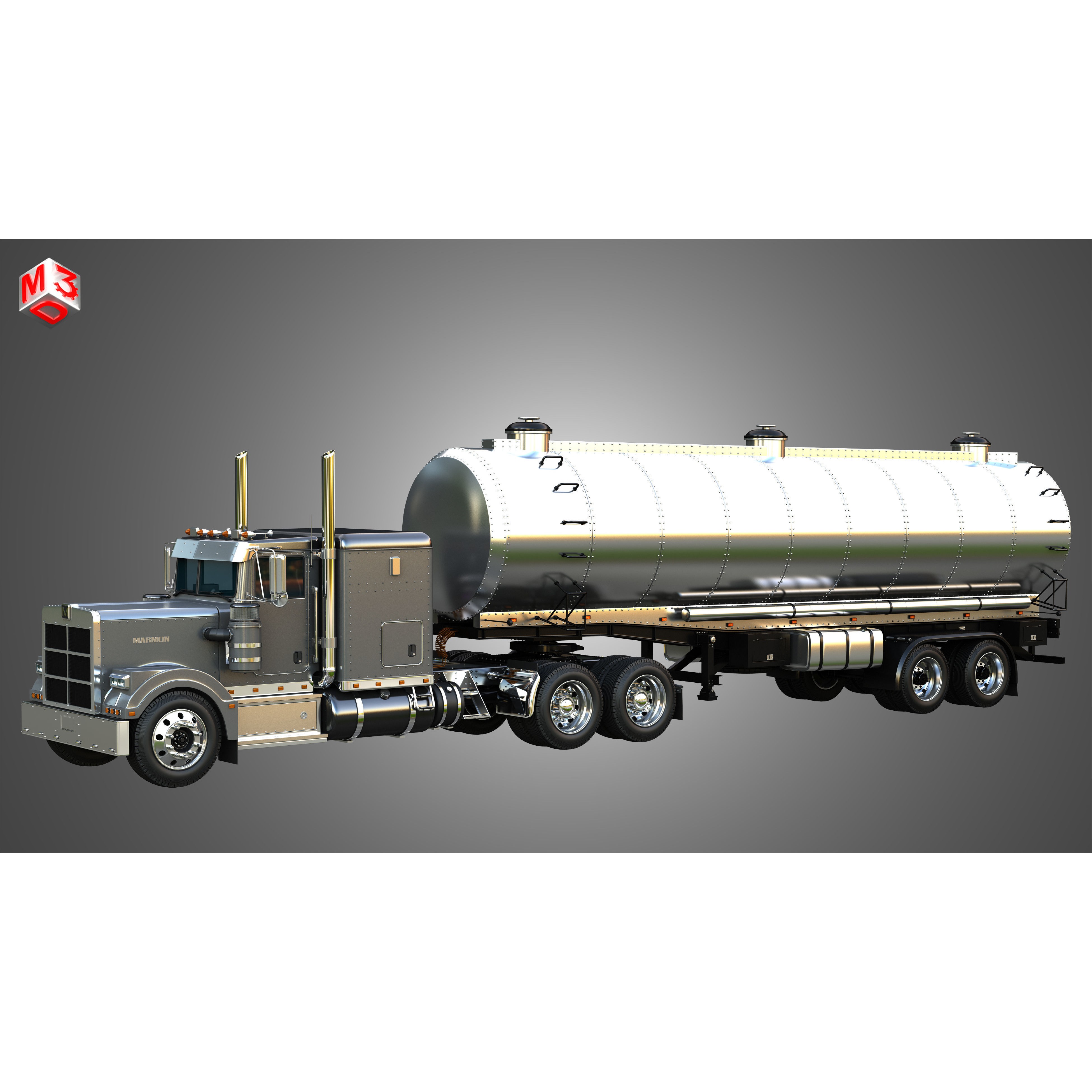 Marmon 57P Truck with Tanker Trailer - High-Detail 3D Model - View 15