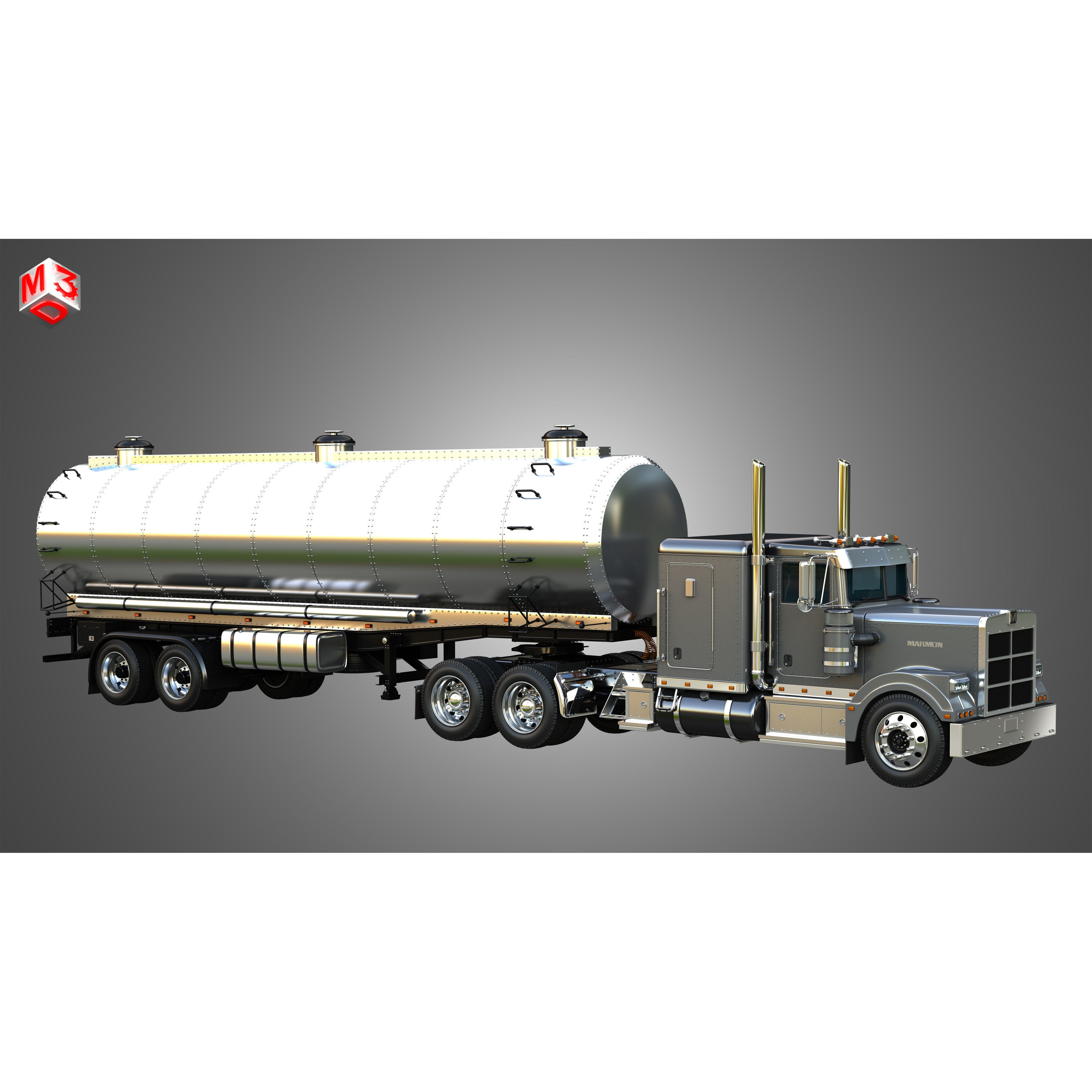 Marmon 57P Truck with Tanker Trailer - High-Detail 3D Model - View 17