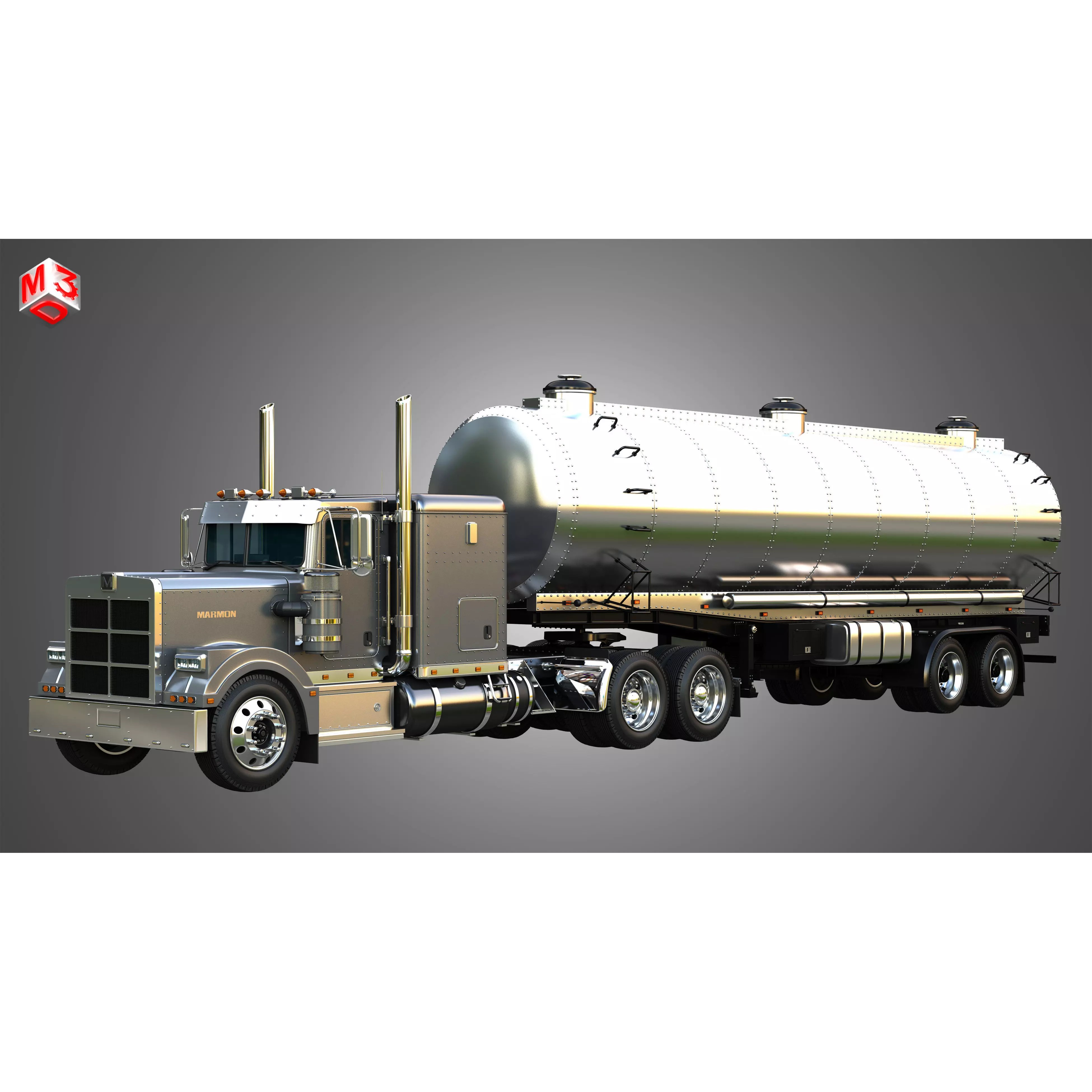 Marmon 57P Truck with Tanker Trailer - High-Detail 3D Model - View 2