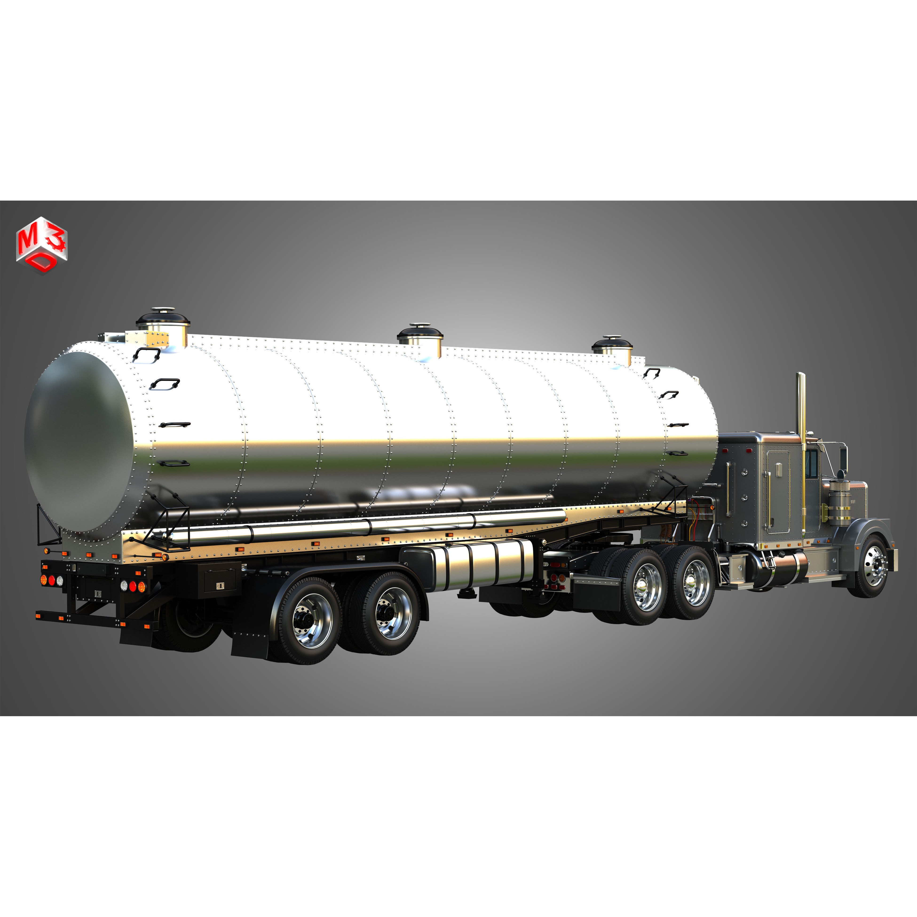 Marmon 57P Truck with Tanker Trailer - High-Detail 3D Model - View 3