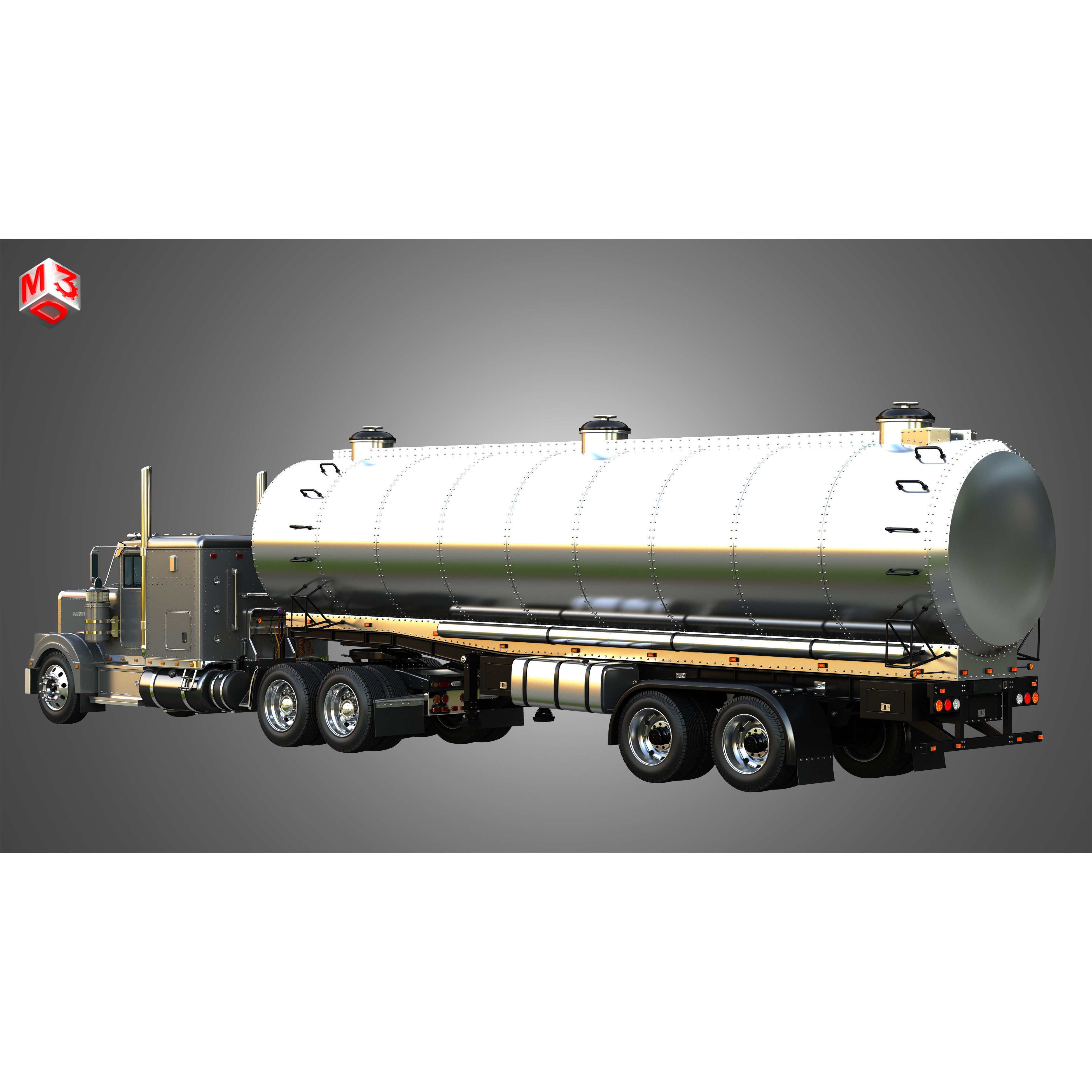 Marmon 57P Truck with Tanker Trailer - High-Detail 3D Model - View 5