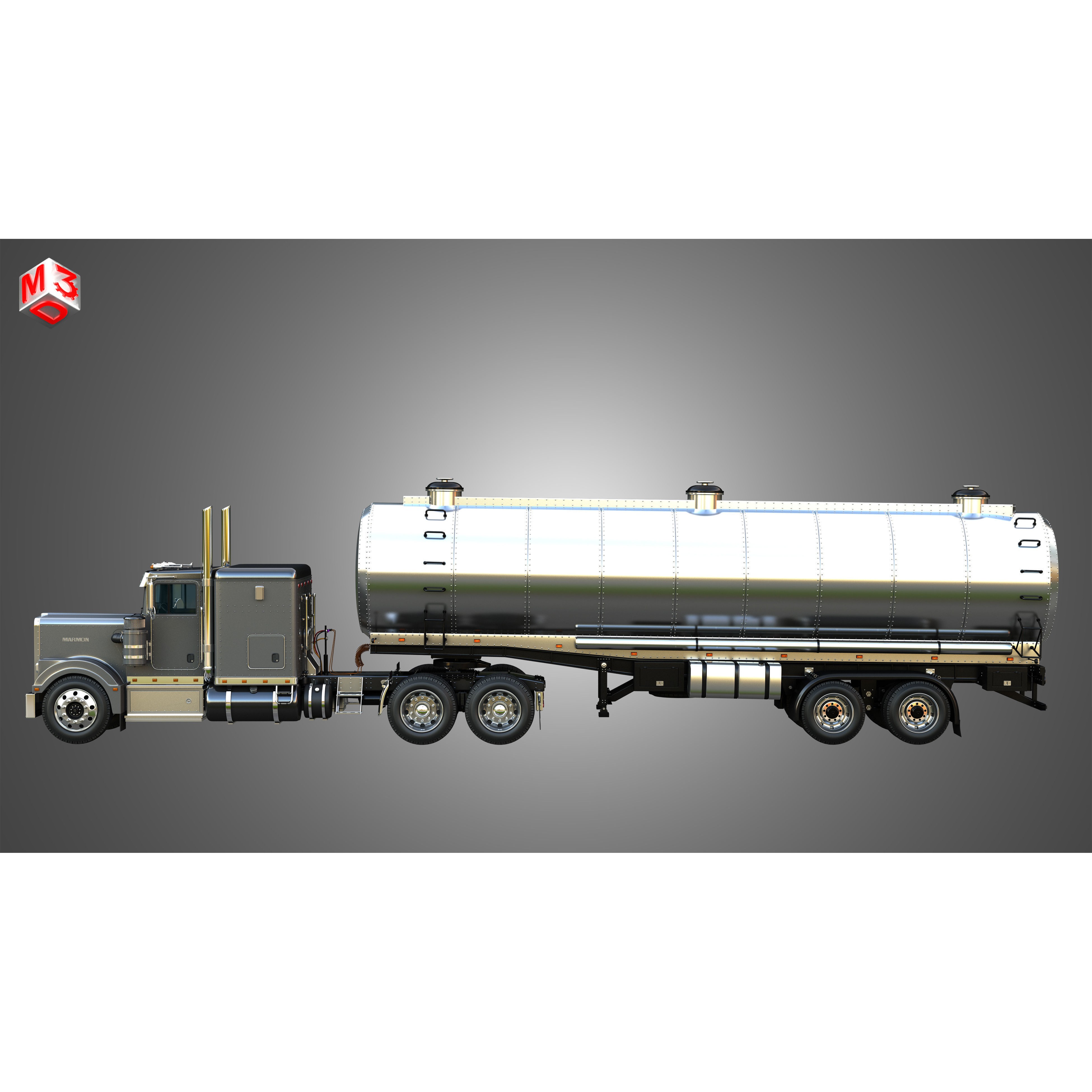 Marmon 57P Truck with Tanker Trailer - High-Detail 3D Model - View 6