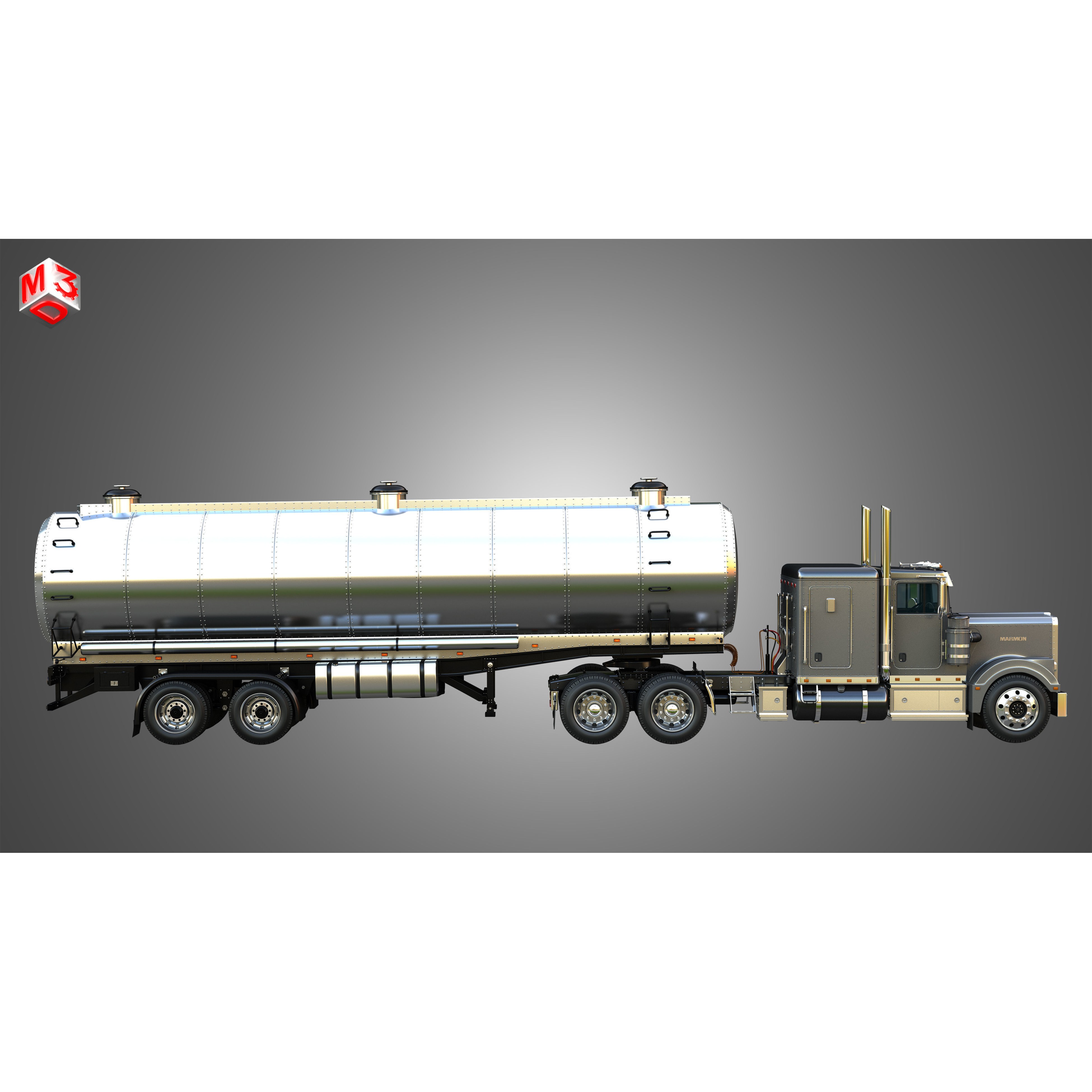 Marmon 57P Truck with Tanker Trailer - High-Detail 3D Model - View 7