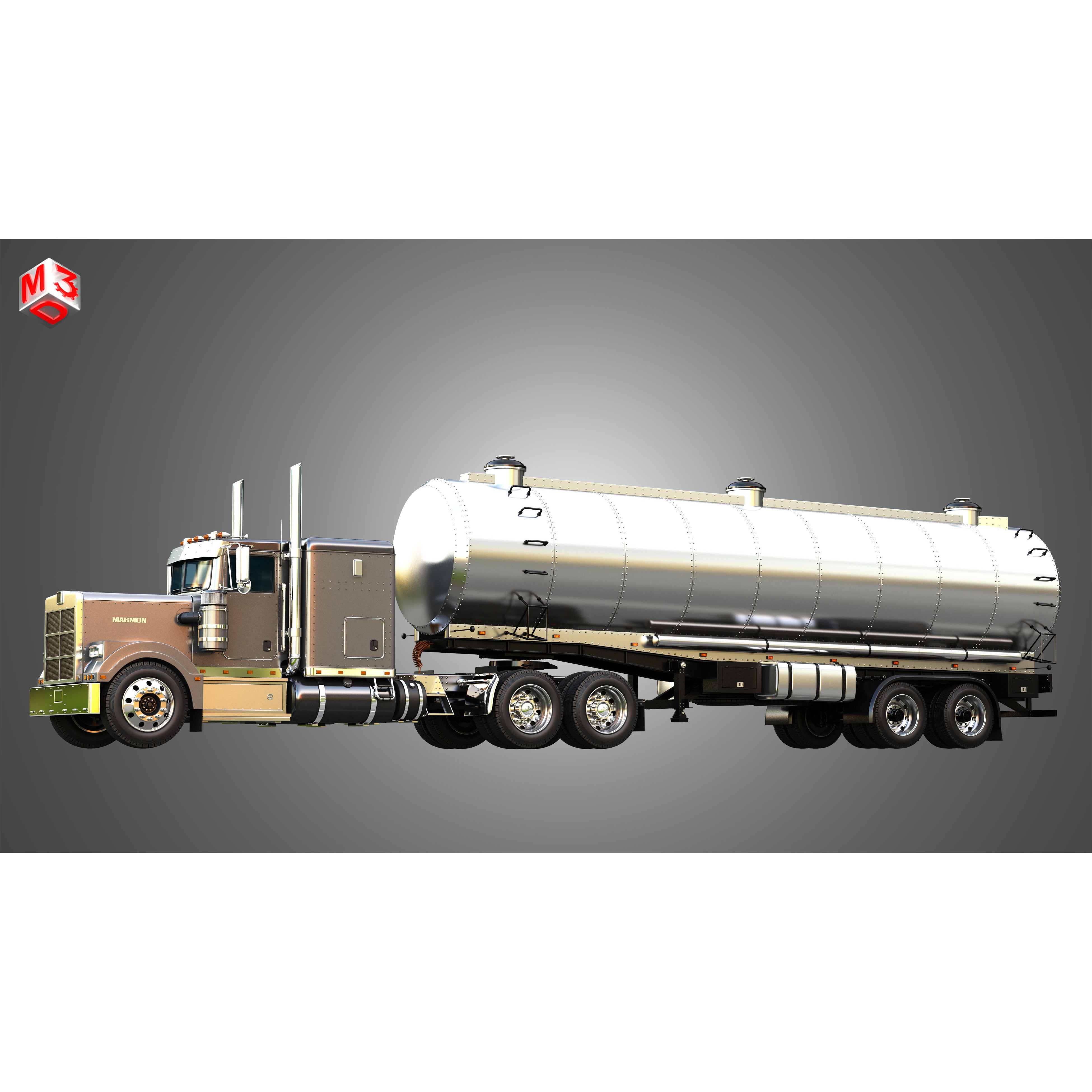 Marmon 57P Truck with Tanker Trailer - High-Detail 3D Model - View 8