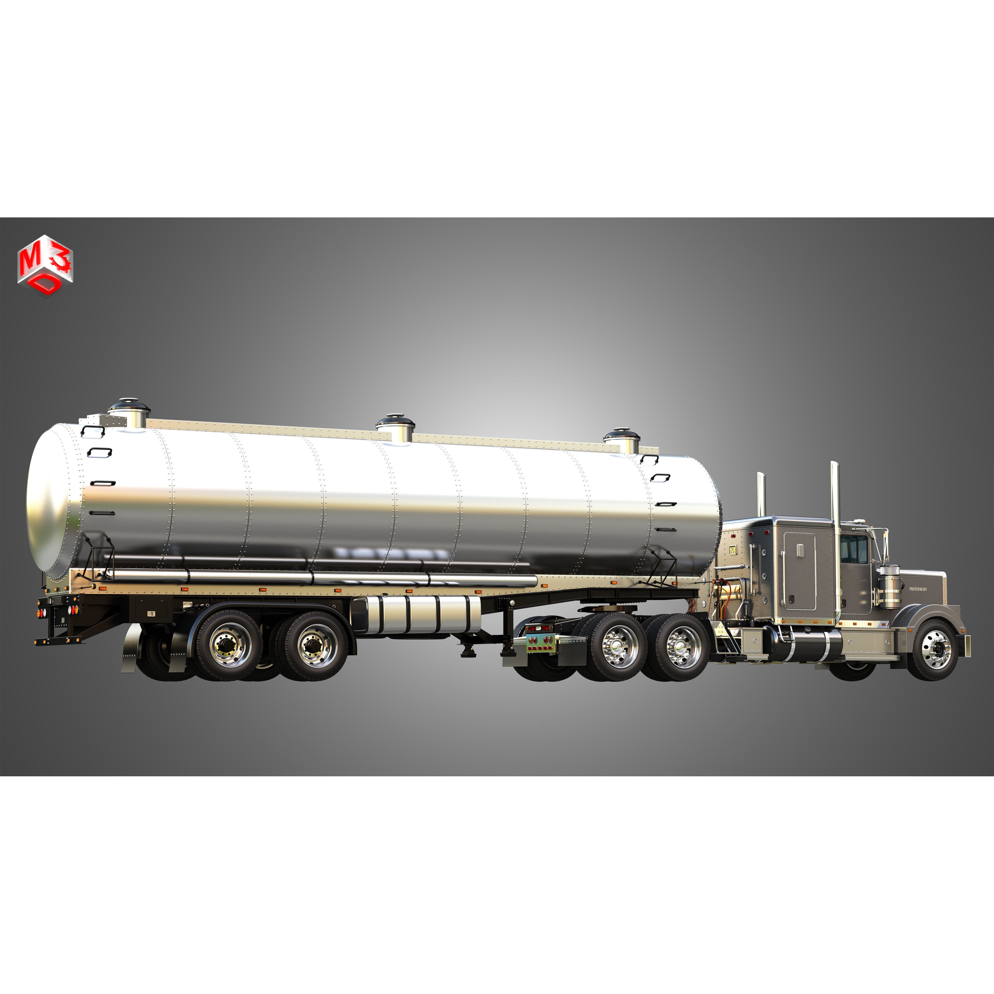 Marmon 57P Truck with Tanker Trailer - High-Detail 3D Model - View 9
